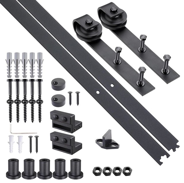 6 Cabinet Sliding Barn Wood Door Hardware Kit Track Roller Set