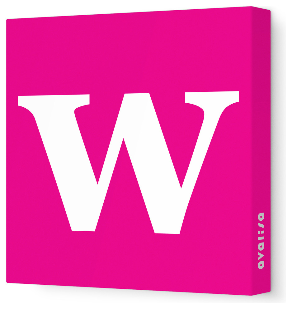 Letter - Lower Case 'w' Stretched Wall Art, 28" x 28", Fuchsia