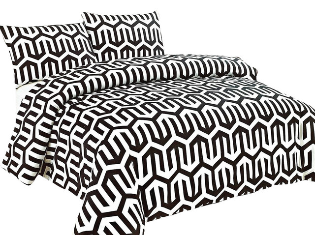Twin Tache Home Fashion Tache 3 Piece Sophisticated Condo Monochrome Fancy Duvet Cover Set
