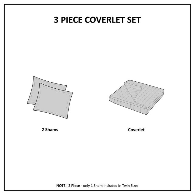 100 Cotton Printed 3 Piece Coverlet Set,Uh132098 Transitional Quilts And Quilt Sets by