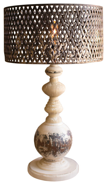 Table Lamp, Round Metal Base With Perforated Metal Shade - French Country -  Table Lamps - by Kalalou, Inc. | Houzz