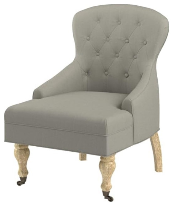 Classic Accent Chair, Comfortable Seat With Diamond Button Tufted Back, Granite