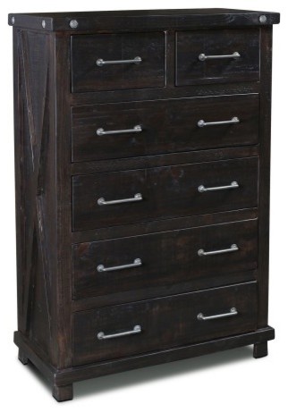 Rustic Style Solid Wood Black Highboy Dresser Chest Of Drawers