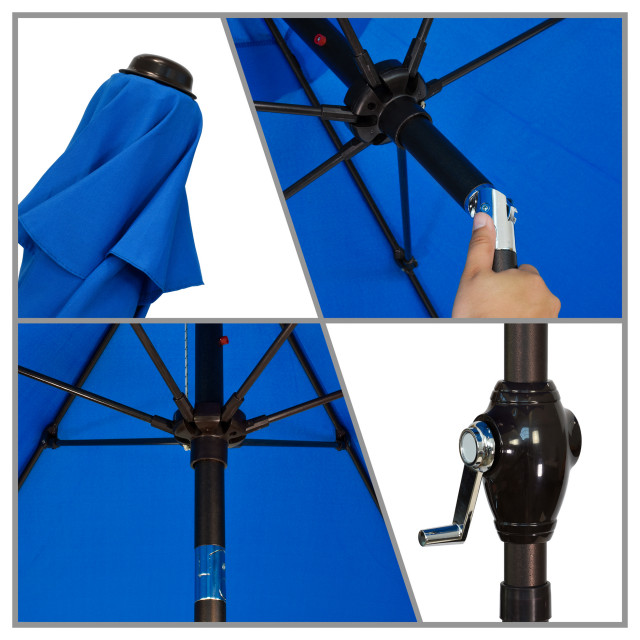 9' Patio Umbrella, Fiberglass Ribs, Crank Lift, Push-Button Tilt ...