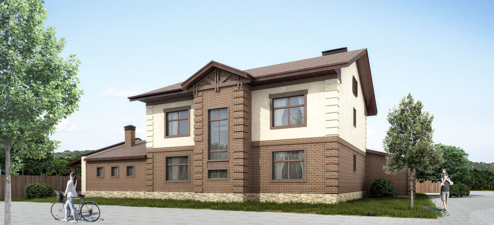 Индивидуальный жилой дом 300 м2 с пристроенным банным комплексом и гаражом