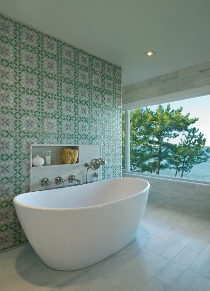 Inspiration for a beach style bathroom in New York.