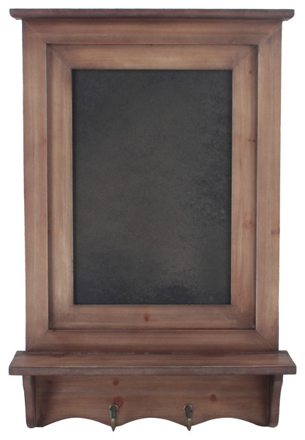 Wooden Wall Rack With Chalkboard And Hooks Transitional Wall
