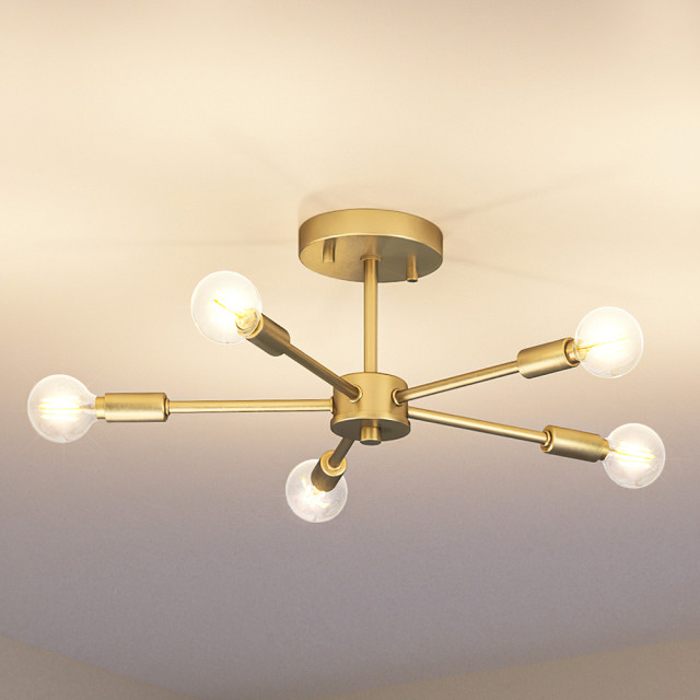 Luxury MidCentury Modern Ceiling Light, Brushed Bronze Midcentury