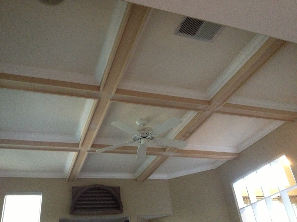 Contemporary Ceiling Beams With Crown Molding Inlay