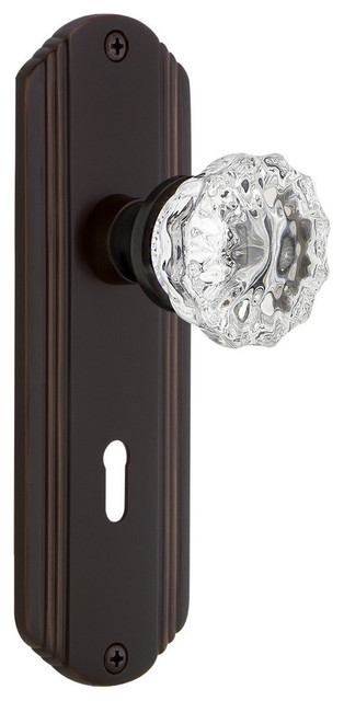 Deco Plate With Keyhole Double Dummy Crystal Glass Door Knob