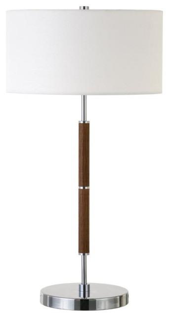 Simone 25 Tall 2-Light Table Lamp with Fabric Shade in Rustic Oak/Polished...