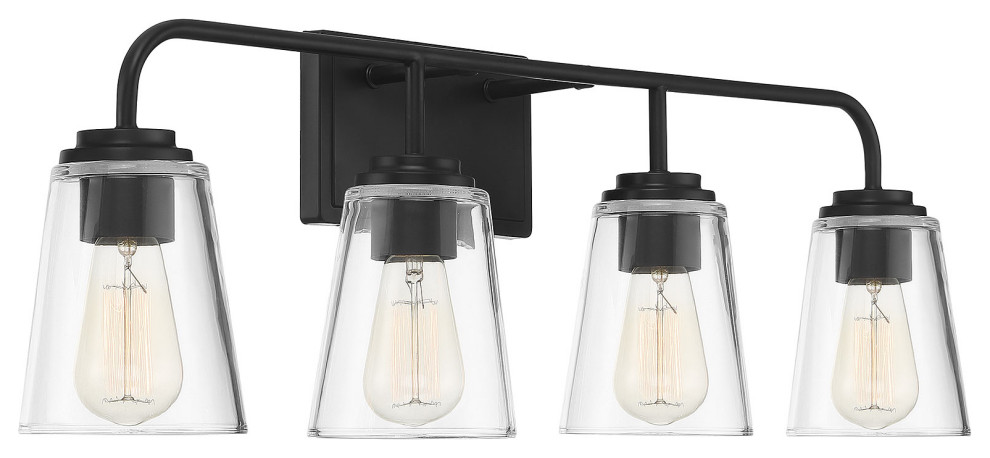 4-Light Bathroom Vanity Light, Matte Black - Industrial - Bathroom ...