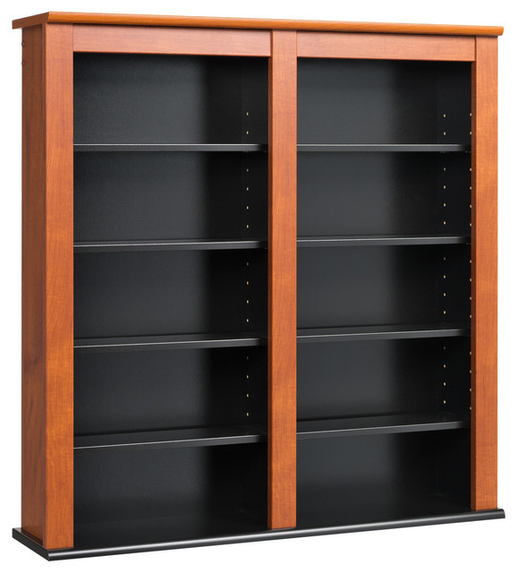 Prepac Double Floating Media Wall Storage in Black Transitional