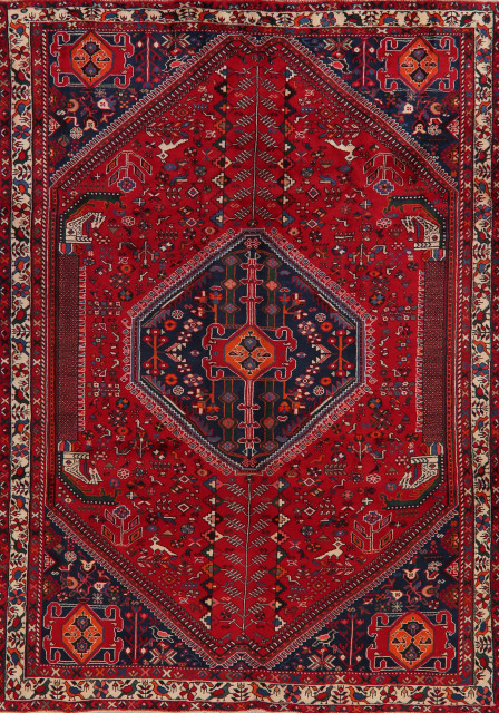 Solo Rugs Davina Traditional Oriental Area Rug 6' x 9' Red/Blue 1 