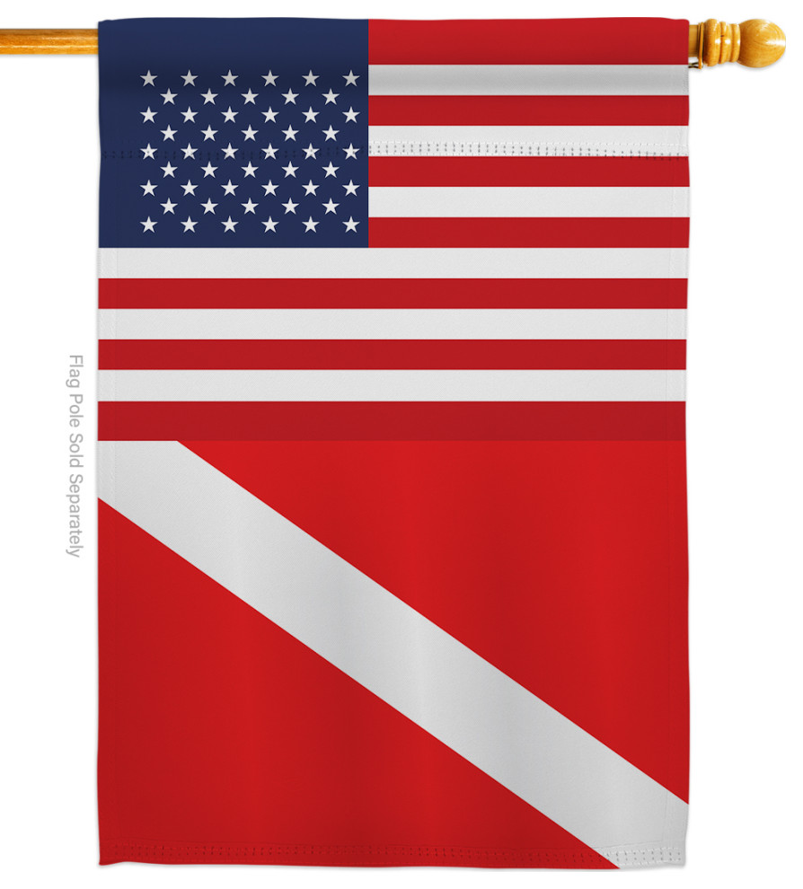 US Divers Flag Coastal Nautical House Flag Modern Flags And Flagpoles by Breeze Decor Houzz