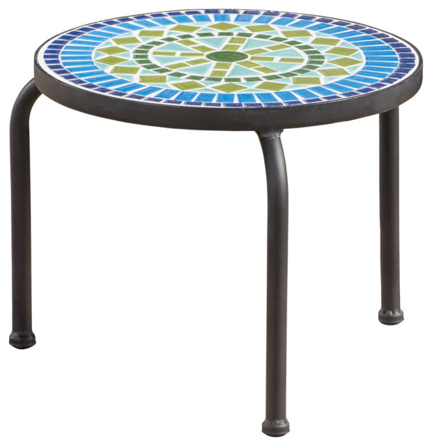 Gdf Studio Isildur Outdoor Blue And, Mosaic Outdoor End Tables