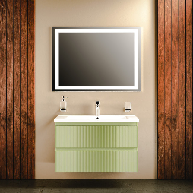 Modern Wall Mounted Bathroom Vanity Edison Pistachio Matte 24 quot Simple
