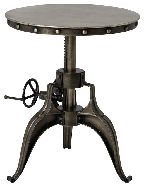 Fronzoni Industrial Loft Antique Nickel Crank Side Table