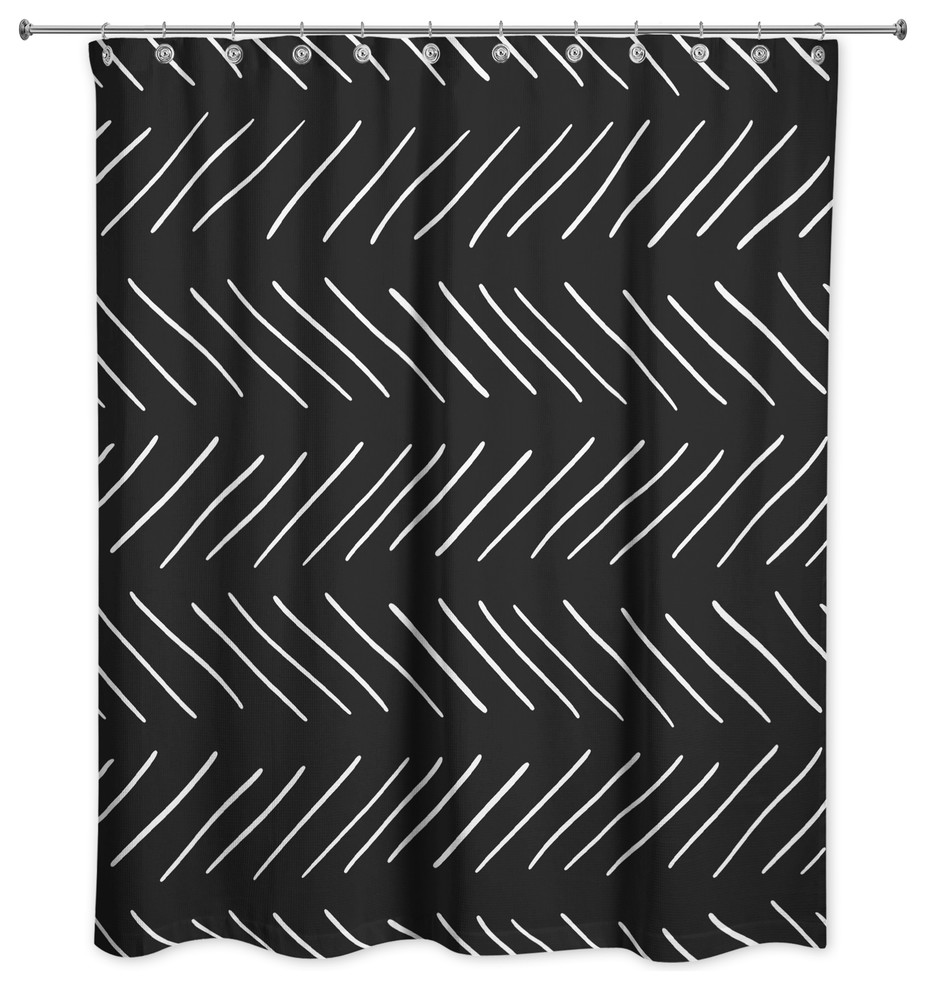 Modern Chevron Shower Curtain, Black and White