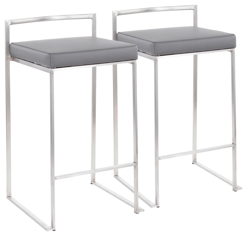 Fuji Contemporary Stackable Counter Stool in Stainless Steel