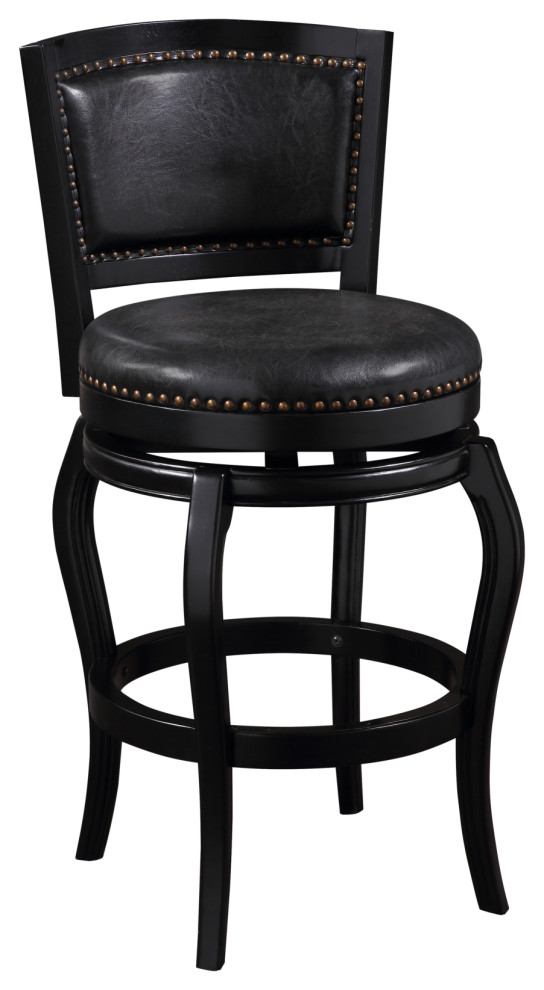 29" Harris Memory Swivel Stool, Black Traditional Bar Stools And