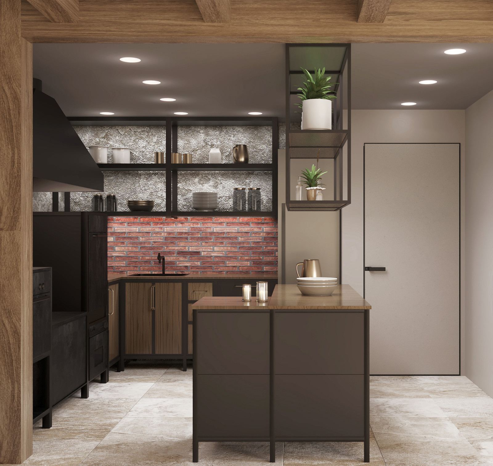 Проект интерьера террасы с камином