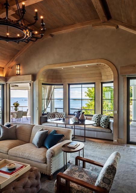 New England Waterfront rustic-family-room