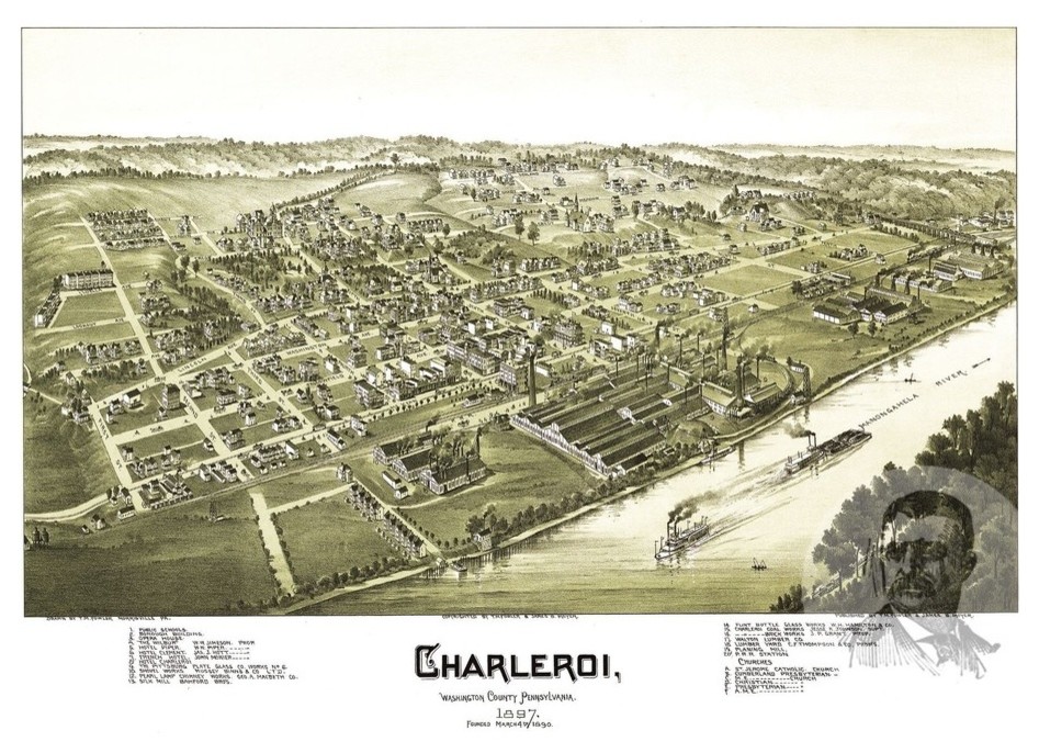Old Map of Charleroi Pennsylvania 1897, Vintage Map Art Print, 18"x24
