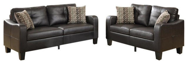 Benzara BM168737 Bonded Leather 2 Piece Sofa Set With Cushioned Seat & Back