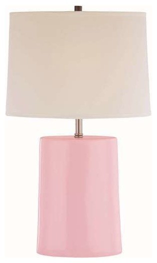 Lite Source Ceramic Table Lamp Pink, Off-White White Fabric Shade