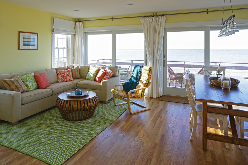 Inspiration for a beach style living room in Boston.