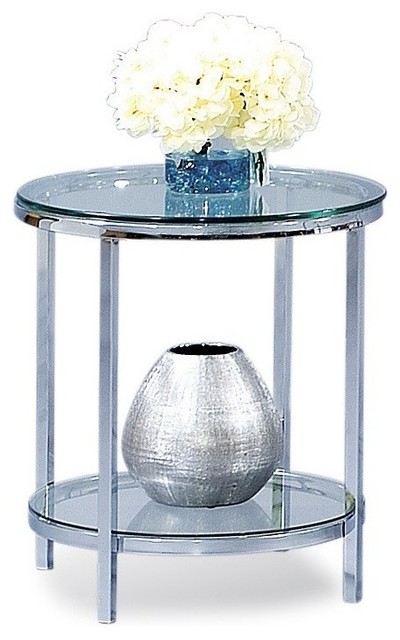 Bassett Mirror Patinoire Round End Table in Polished Chrome Finish T1792-220EC