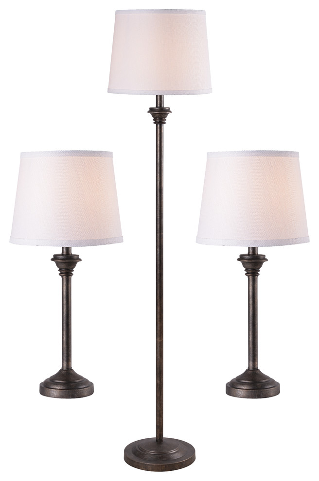 Kenroy 35267VM 3 Pack 2 Table Lamps, 1 Floor Lamp, Concord, 58.75" H x