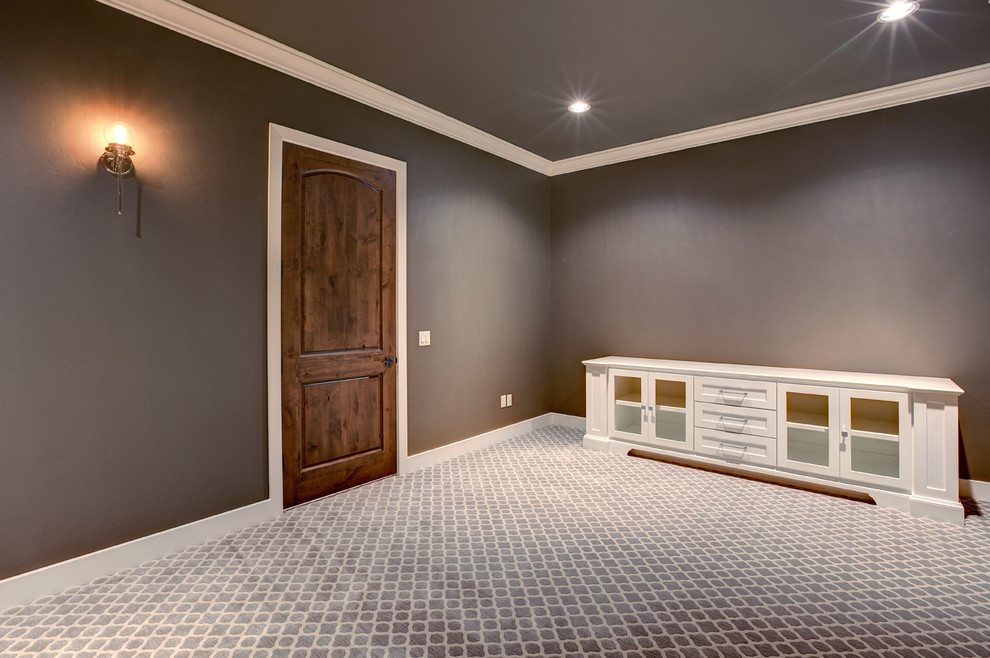 Photo of a transitional home theatre in Oklahoma City.