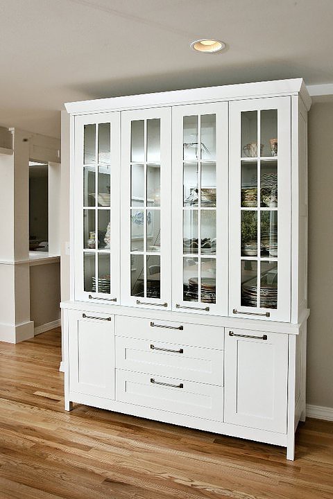 Transitional kitchen photo in Denver with shaker cabinets and white cabinets