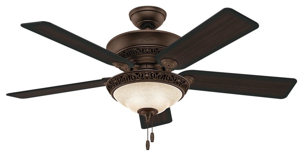 52" Ceiling Fan With 5 Aged Barnwood/Cherried Walnut Blades and Light