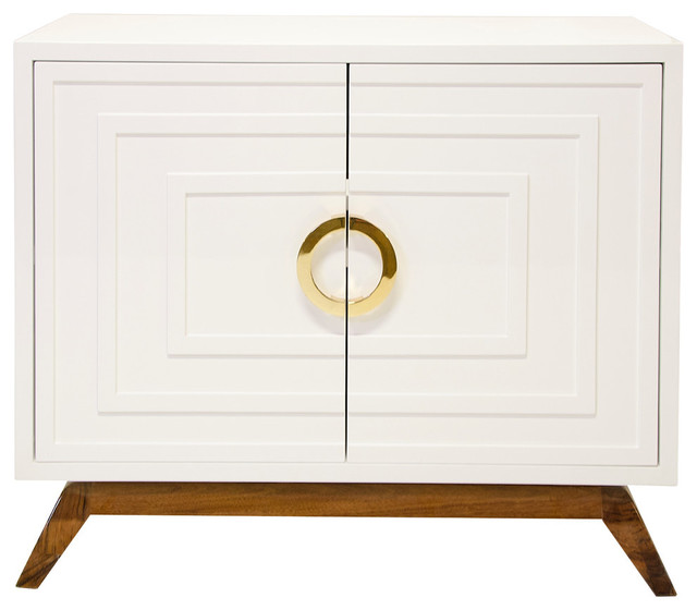 White Lacquer 2Door Contemporary Accent Chests And