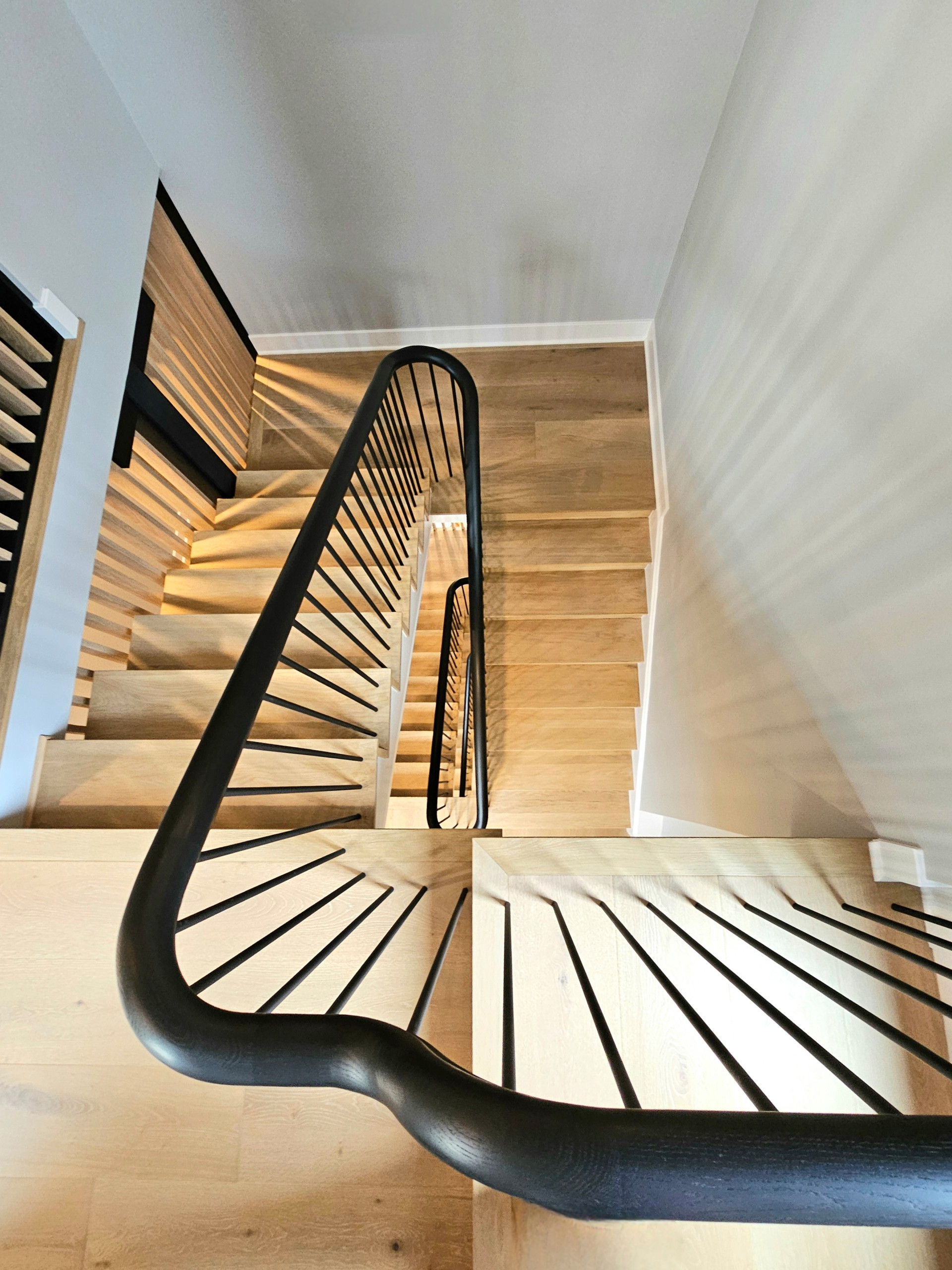 115_Stunning Continuous Rail System on 3 Story Floating Stairs; Arlington, VA 22