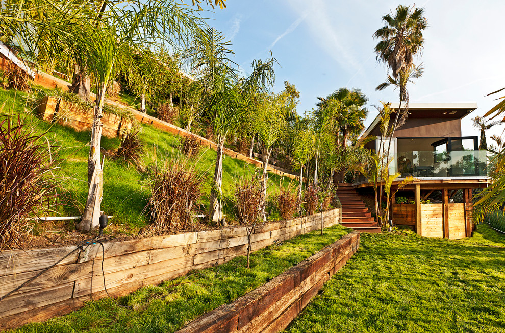 Design ideas for a contemporary sloped garden in Los Angeles.