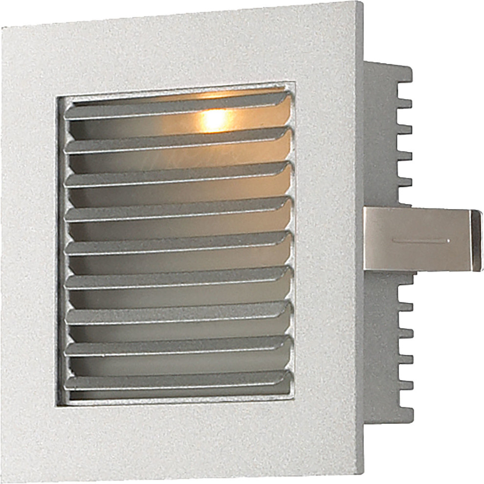 1 Light Xenon Steplight For New Construction With Gray Louvre And Gray Trim