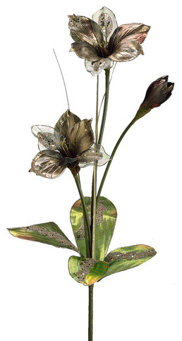Silk Plants Direct Glitter and Metallic Sheer Amaryllis, Pack of 6