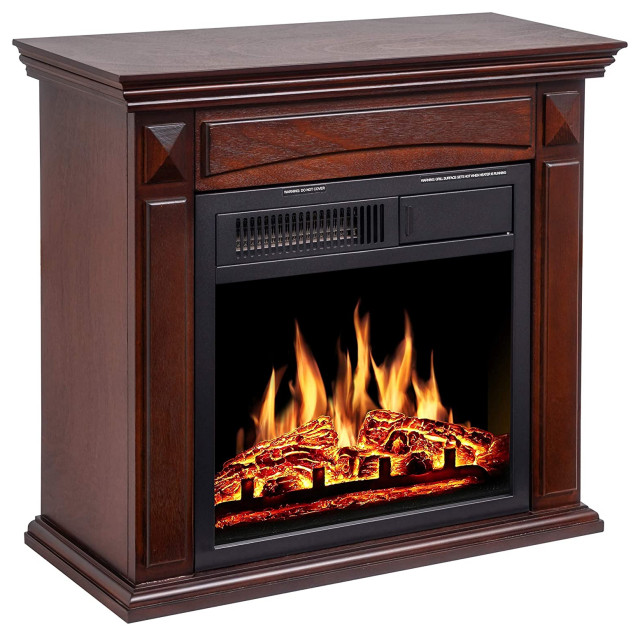 26" Mantel Electric Fireplace Heater Small Freestanding Infrared Quartz