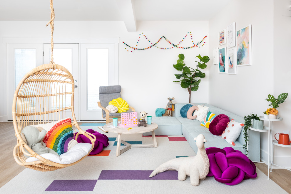 Idee per una grande cameretta per bambini design con pareti multicolore