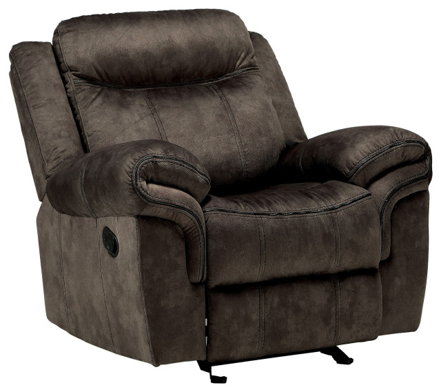 Fabric Upholstered Metal Reclining Club Chair with Center Console, Gray