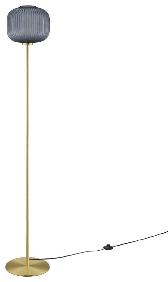 Manassas Glass Sphere Glass and Metal Floor Lamp Transitional Floor