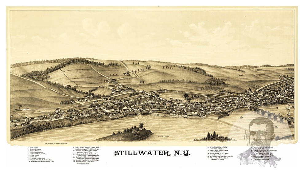 Historic Stillwater, NY Map 1889, Vintage New York Art Print Decor, 12