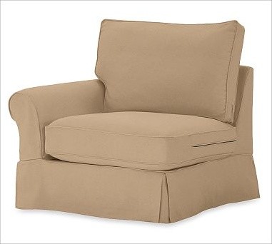 PB Comfort Roll-Arm Slipcovered Left Armchair, Down-Blend Wrap Cushions, Brushed