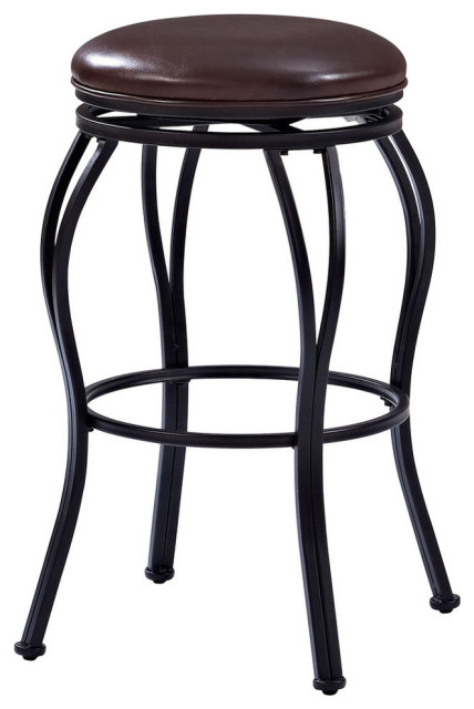 Crosley Kemper Swivel Counter Stool, Black With Brown Cushion, 30 ...