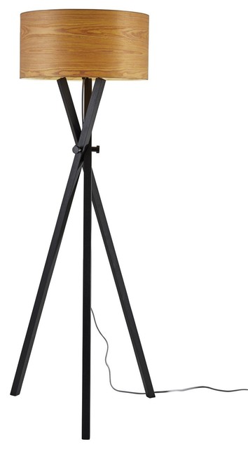 black wood floor lamp