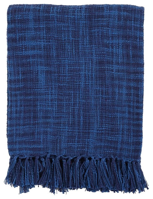 Surya Tori 49"x59" Woven Cotton Throw, Light Gray, Mauve
